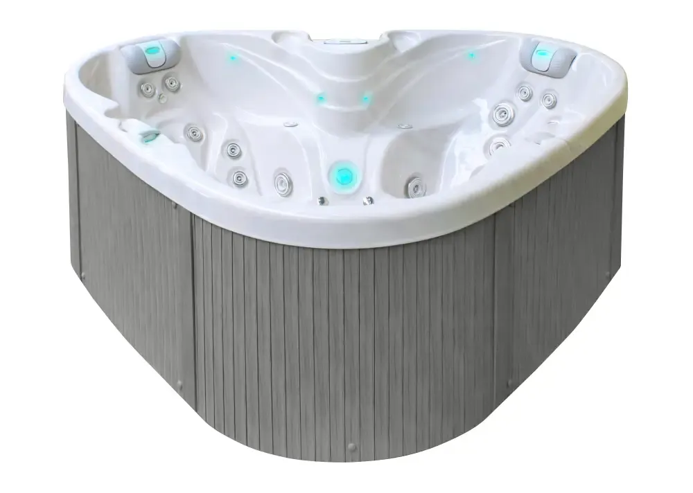 PassionSpa Heart -poreallas – valkoinen ja harmaa, kulmamalli, sininen LED-valaistus PassionSpa Heart -poreallas – valkoinen ja harmaa, kulmamalli, sininen LED-valaistus